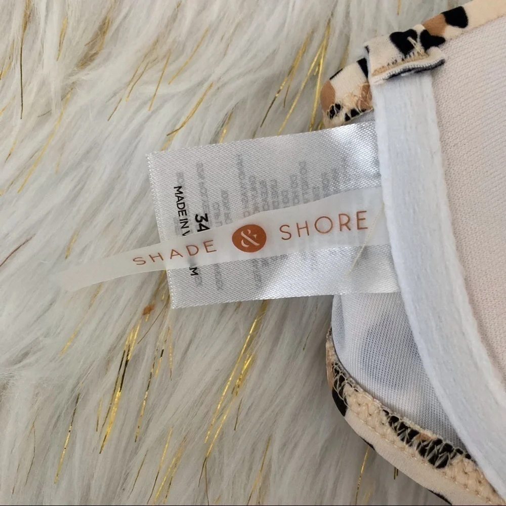 Shade & Shore Leopard Print Bikini Top | Size 34B